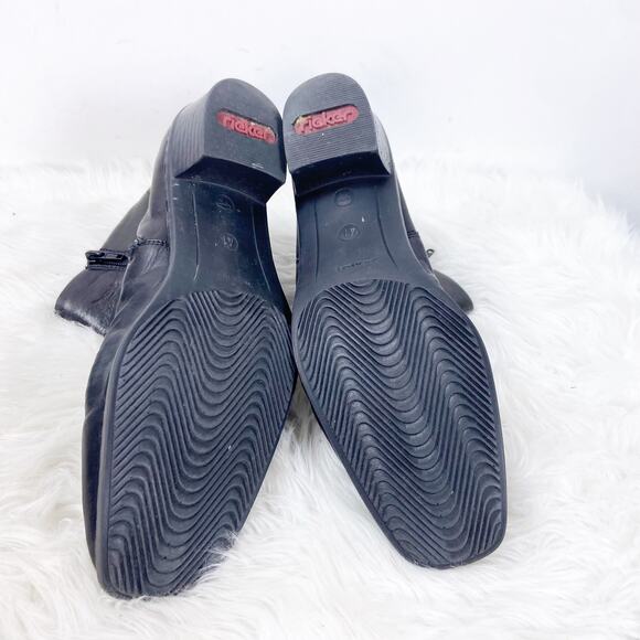 Rieker 41 EU 9 US Womens Black Leather Square Toe Ankle Booties - Picture 8 of 10